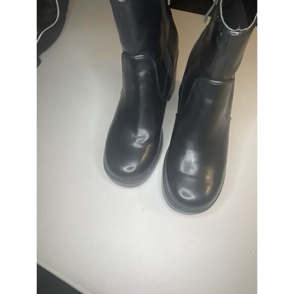 Steve Madden Womens Sz 7.5 Black Faux Leather Platform Chunky Boots 90's Y2K - Picture 5 of 7